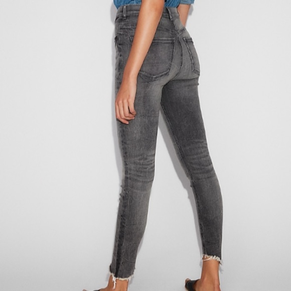 Express Petite Raw Hem Jeans.